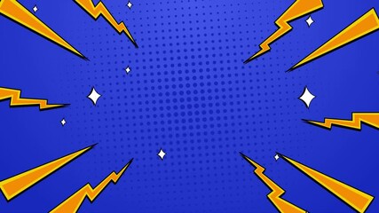 comic design with vibrant bursts of dynamic explosions and lightning on blue background seamless 4k video background motion pop art design - Powered by Adobe