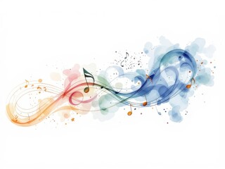 Abstract musical illustration with flowing lines and vibrant colors, creating a dynamic and artistic design, perfect for creative or music related projects.