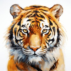 Fototapeta premium A tiger is painted on a white background