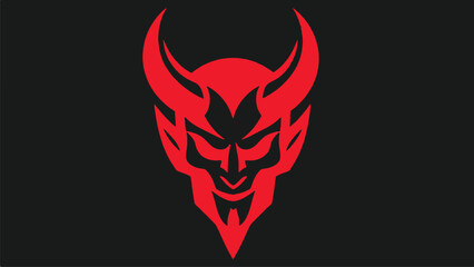 Devil's head silhouette logo in flat style	
