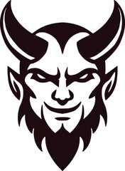 Devil's head silhouette logo in flat style	

