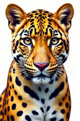 Obraz premium Leopard skin with bold spots on a white background, animal leather, wild animal print