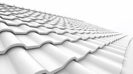 Obraz premium White roof tiles, architectural design, 3D render.