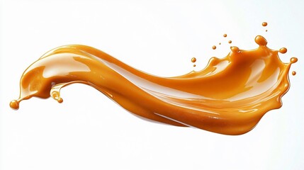 A hyper-realistic image of a caramel paint splash perfect for creative projects, art events, food promotions, or seasonal celebrations like caramel-themed festivals.