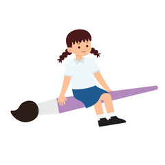 Student Flying with Stationary Paintbrush