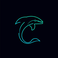 dolphin monochrome hand drawn line illustration, transparent background