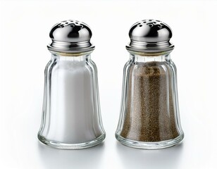 Salt and Pepper Shakers Isolated. A pair of classic salt and pepper shakers, isolated on a white background with clean shadows.
