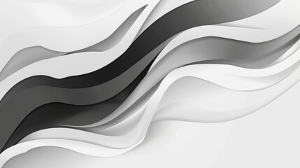 Obraz premium Abstract design featuring flowing waves in shades of black and white.