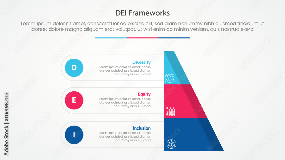 Poster dei frameworks infographic concept for slide presentation with half slice pyramid with circle point 