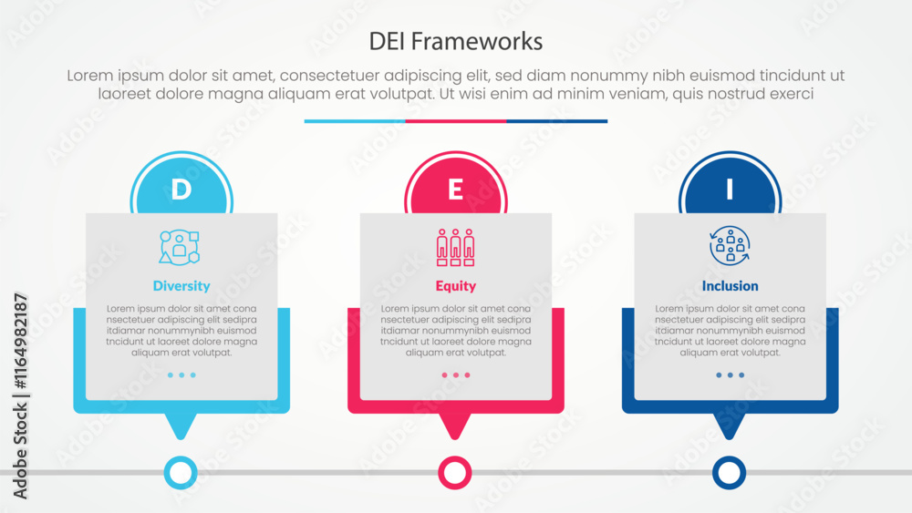 Poster dei frameworks infographic concept for slide presentation with box timeline table with circle header
