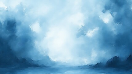 Obraz premium Serene Blue Landscape Mountains and Mist