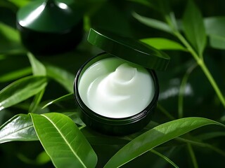 cream skincare mockup product with nature background
