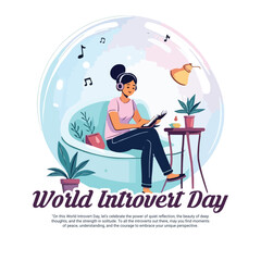 World Introvert Day on January 2nd social media post banner template