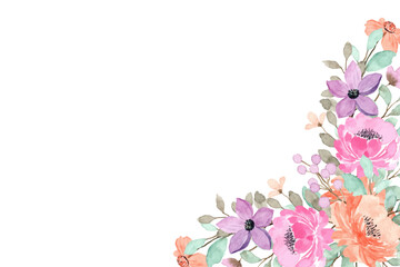 Seamless floral watercolor border. Hand drawn illustration isolated on white background.