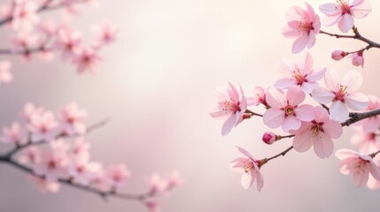 Delicate Pink Blossoms in Soft Sunlight A Serene Springtime Scene