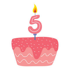 birthday cake candle number five