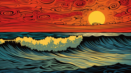 Walking along the seafront of sunset with my family