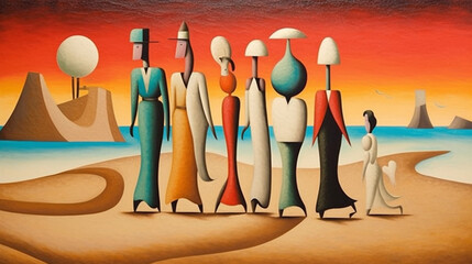 Walking along the seafront of sunset with my family