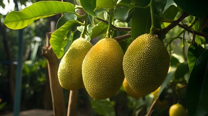 Jackfruit plants growing outside