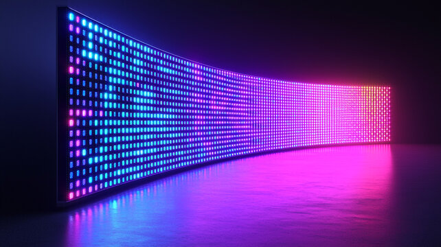 Curved LED Display Neon Lights Pink Blue Digital Wall