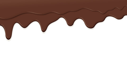 Melted chocolate pouring on white background graphic illustration have blank space.