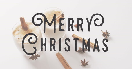 Image of christmas greetings text over glasses of milk and decorations © vectorfusionart