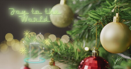 Image of christmas greetings text over christmas tree © vectorfusionart