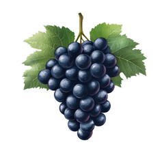 Fototapeta premium Vibrant Purple Grapes with Green Leaves