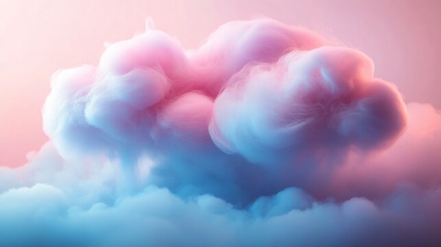 A dreamy cotton candy cloud floats above a pastel background, perfect for evoking nostalgia in event invitations or social media graphics for whimsical celebrations.