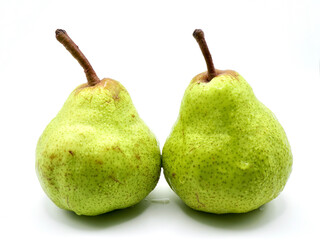 Two pears isolated on a clean white background