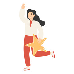 Illustration of People Giving Star Feedback. Flat Cartoon Vector Character