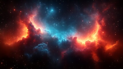 Fototapeta premium Cosmic Nebula Red And Blue Gaseous Cloudscape