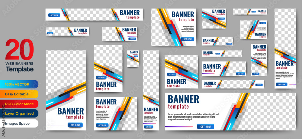 Canvas Prints Business Banner Set for web display ads template. vector