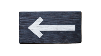 Black Wood Arrow Sign Pointing Left on a White Background for Directional Guidance and Navigation Concept
