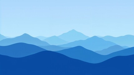 Layered mountain landscape with blue sky background 