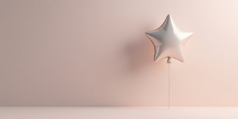 A single star-shaped foil balloon against a soft backdrop