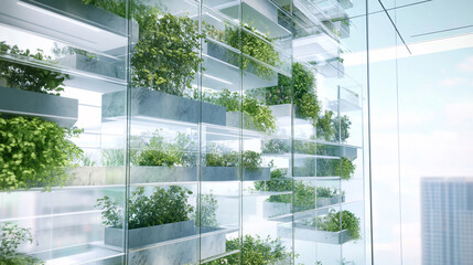 Empty building exterior design in construction sites, low angle view of skyscrapers in city buildings, Empty floor near modern building, modern abstract glass wall of office building in the city. 