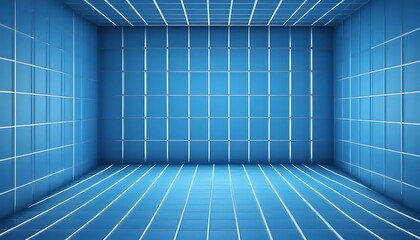 Blue Tiled Room Interior Architectural Design