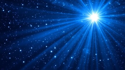 Obraz premium Celestial Light Rays Illuminate Sparkling Night Sky