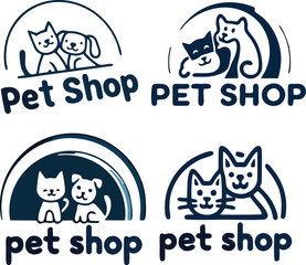 Set Of Pet Shop Logo Design Concept Vector Illustration White Background 