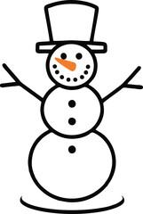 Snowman line vector illustration white background