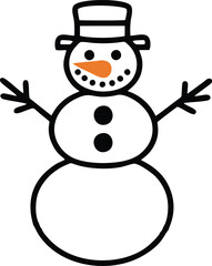 Snowman line vector illustration white background