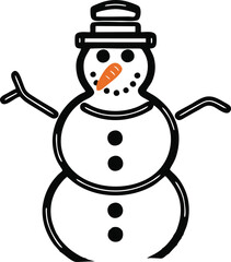 Snowman line vector illustration white background