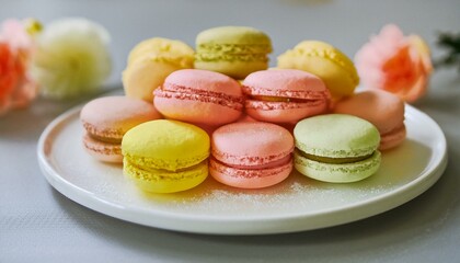 Fototapeta premium Gift a box of colorful macarons to loved ones. 