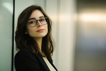 Modern business woman in the office with copy space 