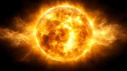 Fiery Sun Blazing Brightly in Space