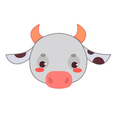 Cute Cartoon Cow Face Illustration