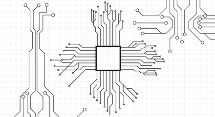 Vector abstract technology on white background. Abstract futuristic circuit board Illustration. Microprocessor isolated on white background