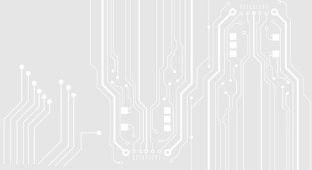Circuit board white technology on gray background. 