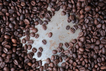 Roasted coffee beans for background